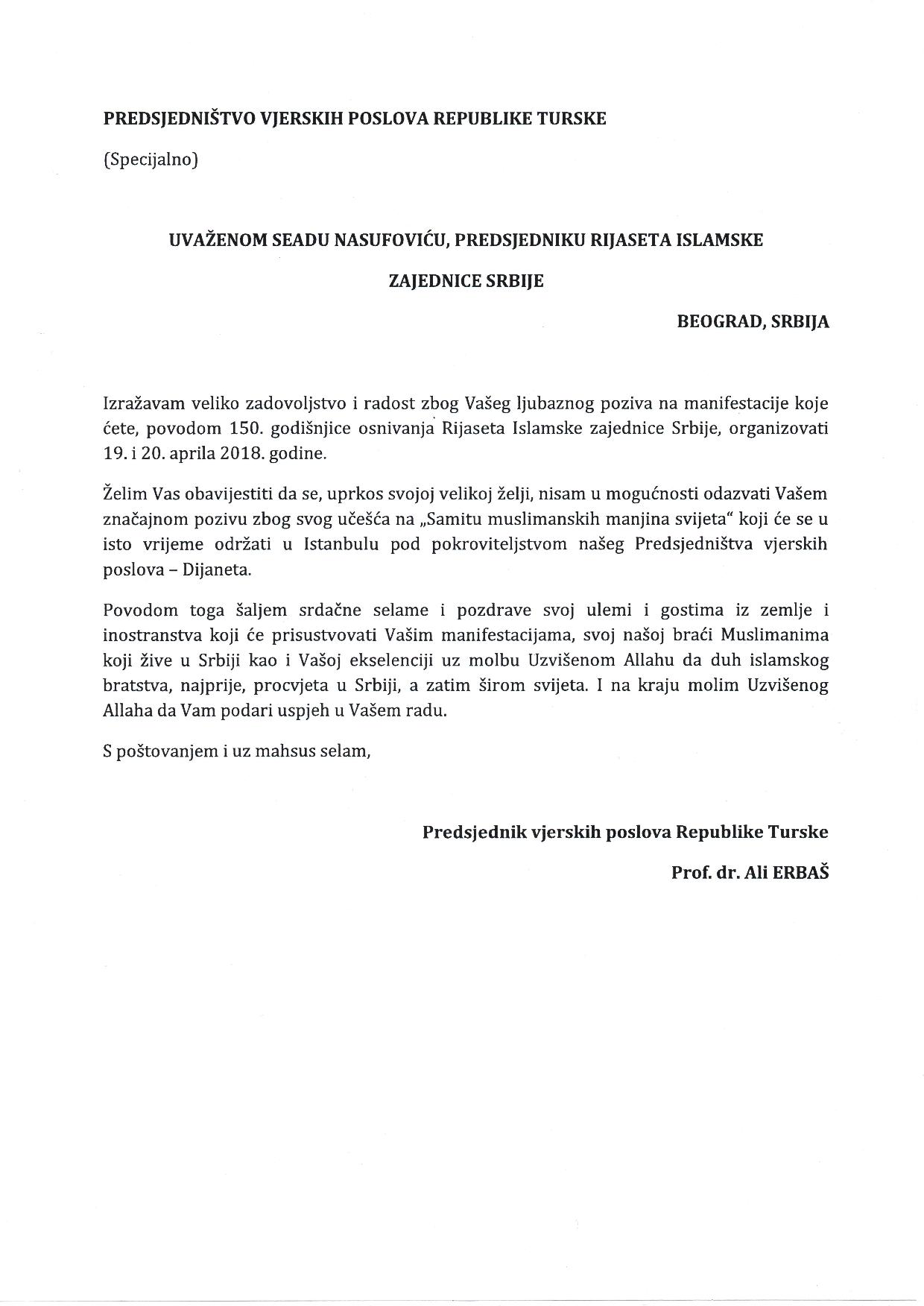 Diyanet čestitka 150 IZS prevod page 001