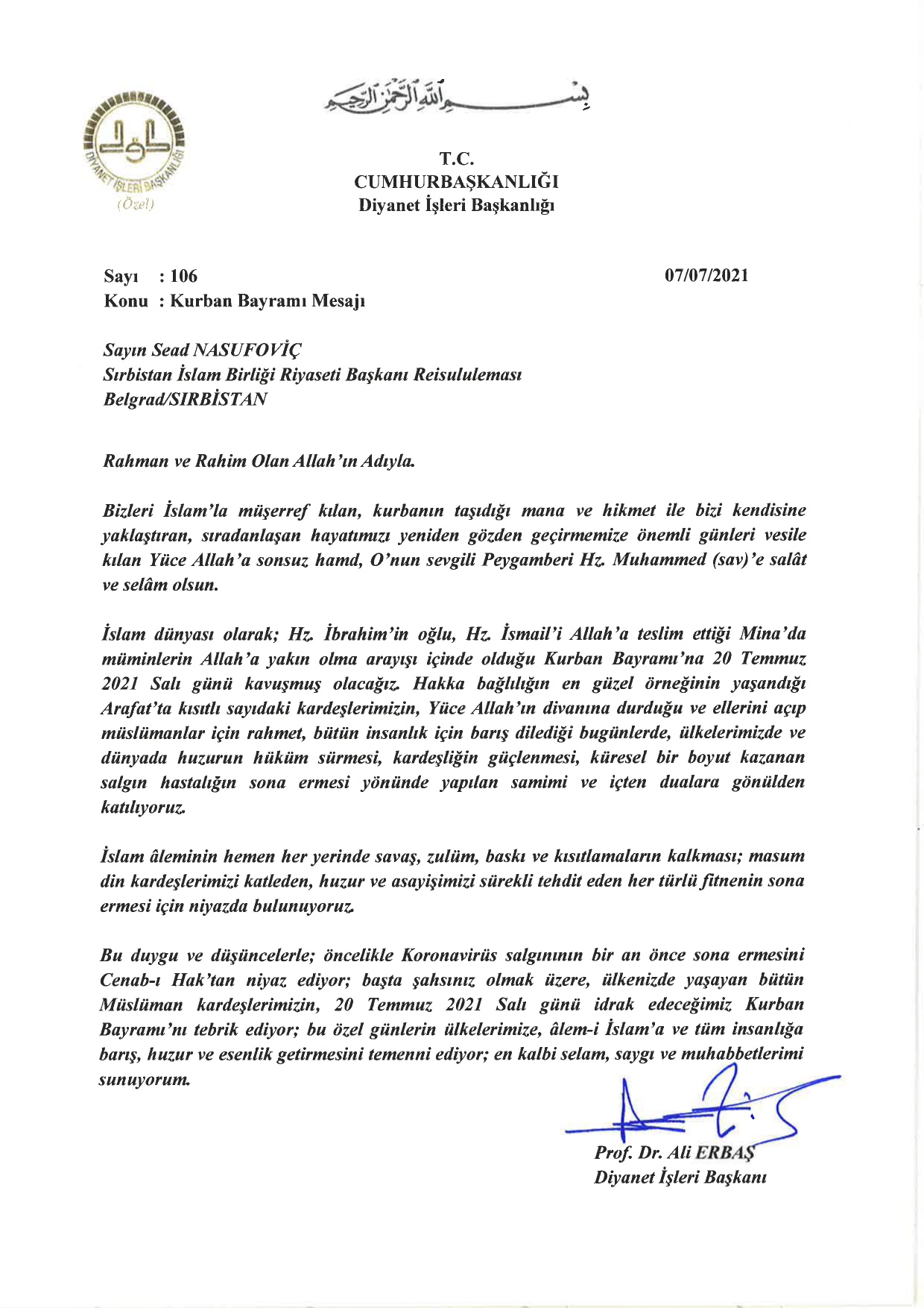 Riyaset Bayram Tebrigi page 0001